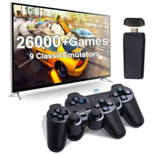Retro Game Console with 26,000+ Games and Wireless Controllers: $28.47
