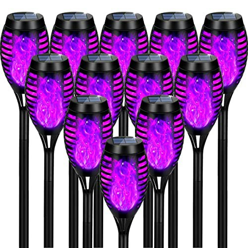 Halloween Purple Solar Flickering Flame Lights 12-Pack: $24.99