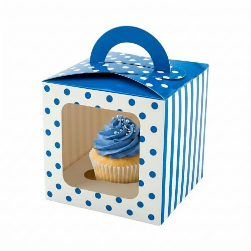 Restaurantware Blue Polka Dot Window Cupcake Box 100-Pack: $67.59