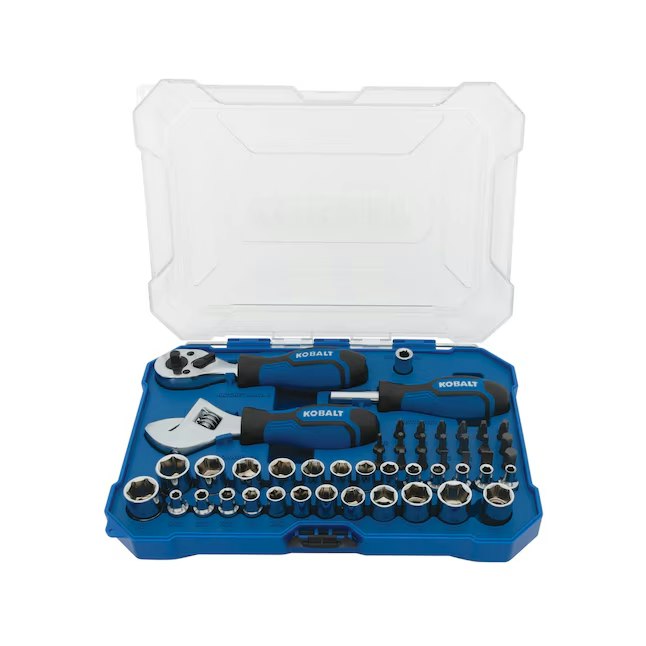 Kobalt 50-Piece SAE and Metric Mechanics Tool Set: $25