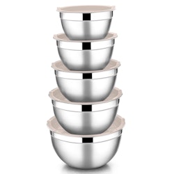 Vesteel Stainless Steel 5-Piece Nesting Mixing Bowls w/ Lids for $17 + free shipping w/ $35