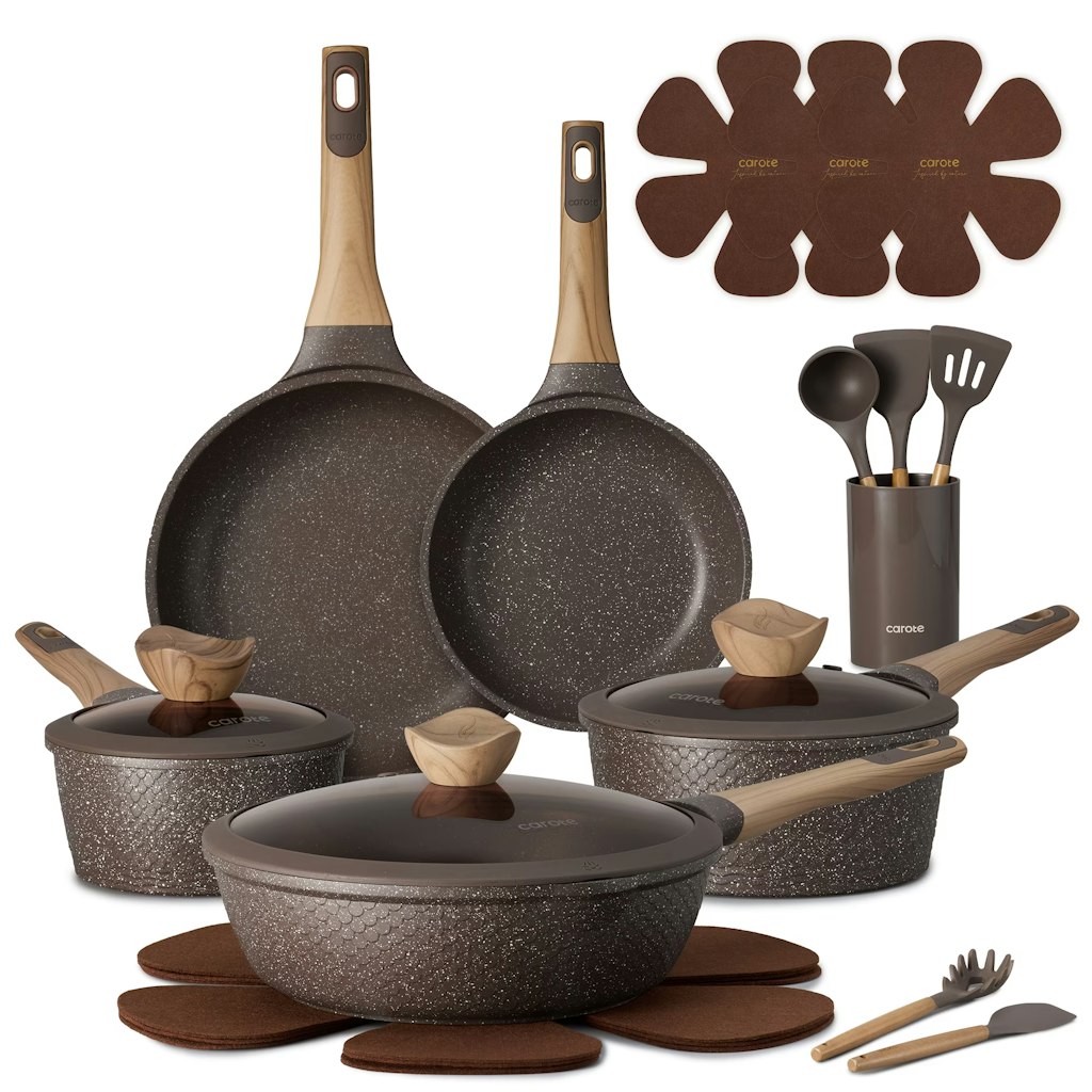 Carote Nonstick Granite 18-Piece Cookware Set: $70 Carote Nonstick Granite 18-Piece Cookware Set: $70