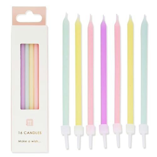 Talking Tables 3.9-inch Birthday Candles with Holders 16-Pack: $4.99