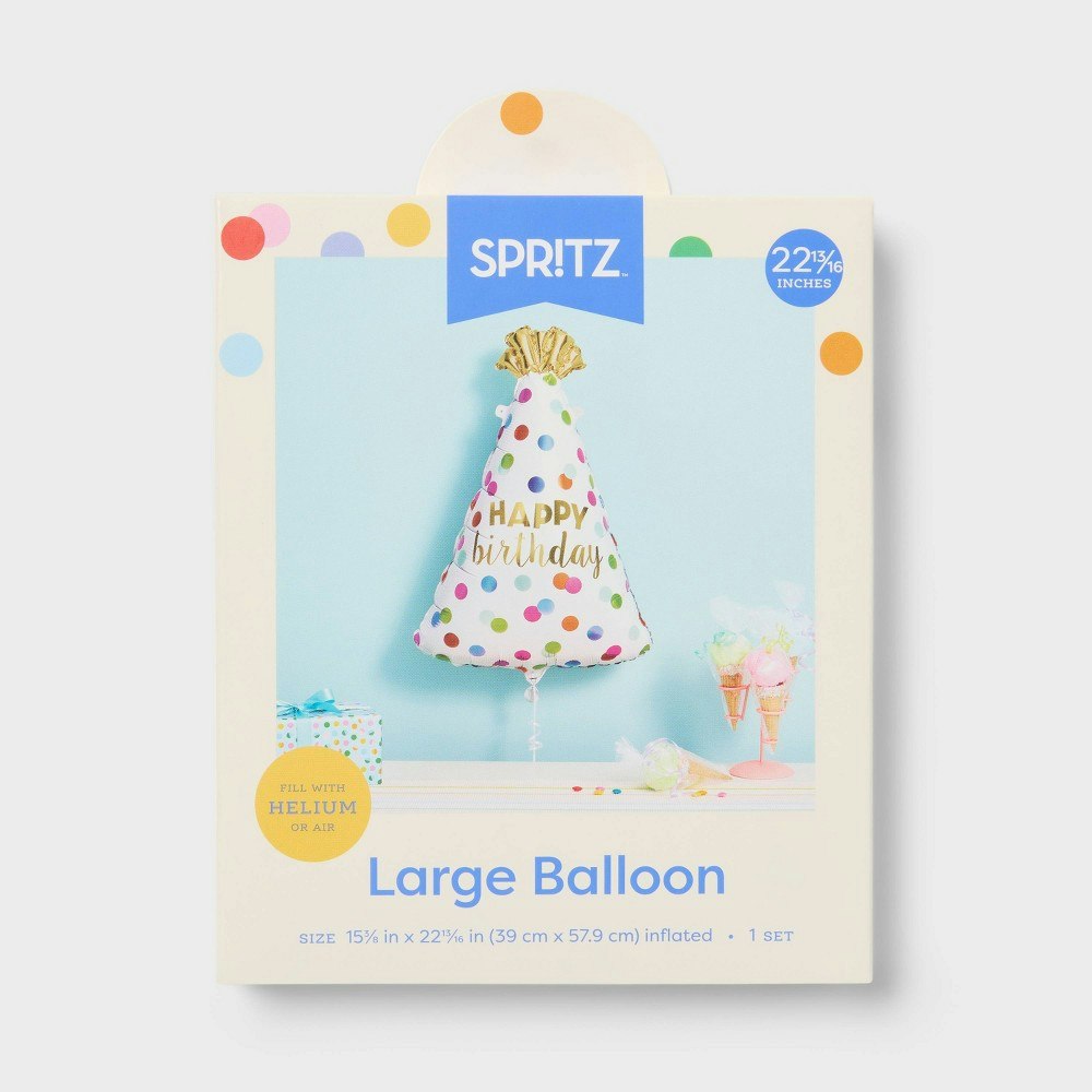 Spritz Happy Birthday Party Hat Foil Balloon: $8 Spritz Happy Birthday Party Hat Foil Balloon: $8