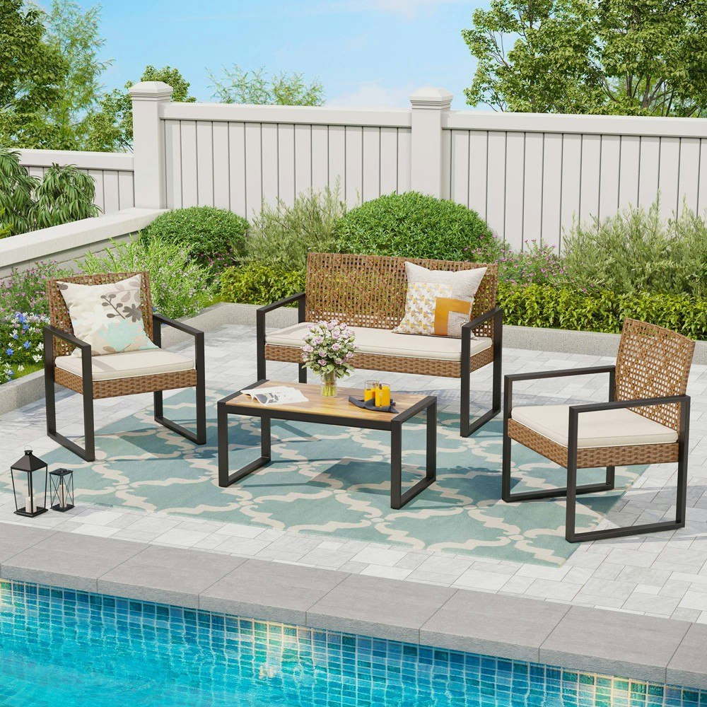 Captiva Designs 4-Piece Rattan Conversation Set: $307.99 Captiva Designs 4-Piece Rattan Conversation Set: $307.99
