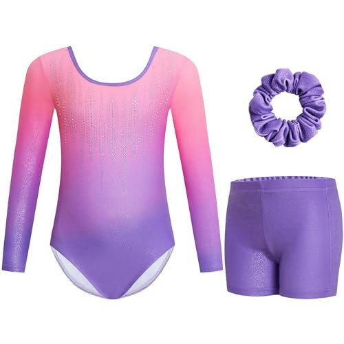 Gogokids Girls Long Sleeve Gymnastics Leotard 3-Piece Set: $9.99