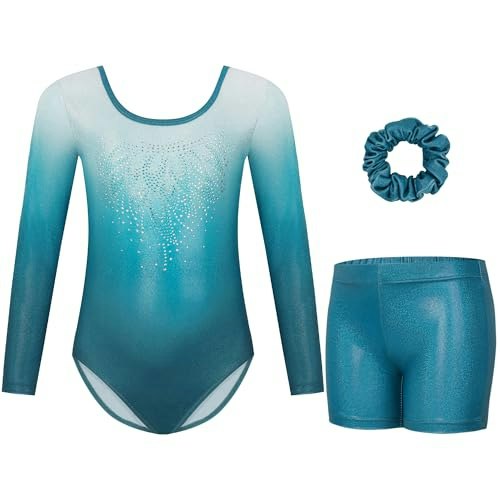 Gogokids Girls Long Sleeve Gymnastics Leotard 3-Piece Set: $12.74