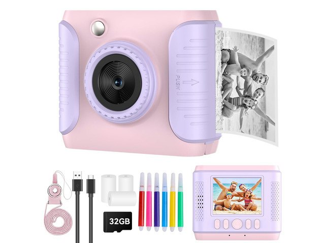 Kids 1080p Digital Instant Print Camera w/ 32GB Card: $25.49