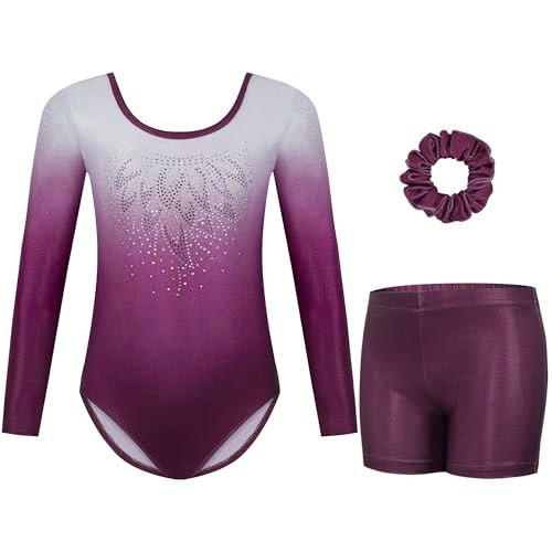 Gogokids Girls Long Sleeve Gymnastics Leotard 3-Piece Set: $14.44