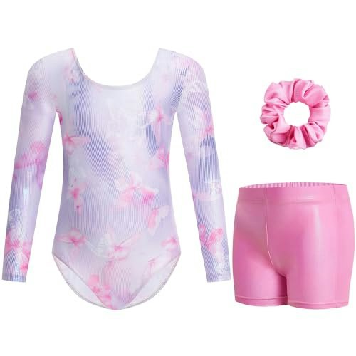 Gogokids Girls Long Sleeve Gymnastics Leotard 3-Piece Set: $9.97
