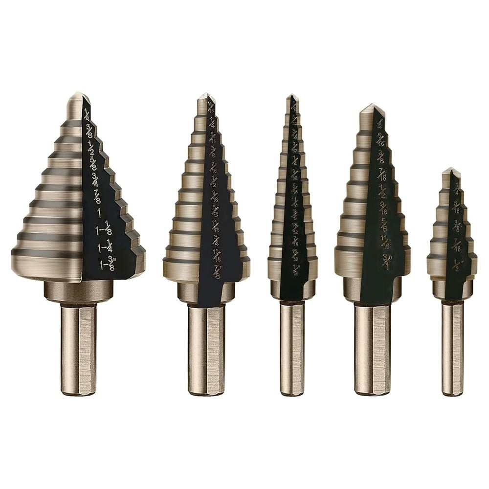 Deximro Titanium Coated Step Drill Bit Set 5-Piece: $12.69 Deximro Titanium Coated Step Drill Bit Set 5-Piece: $12.69