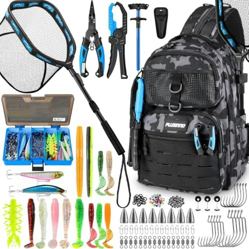 Plusinno Fishing Backpack with Tackle Box and Gear Set: $68.99 Plusinno Fishing Backpack with Tackle Box and Gear Set: $68.99