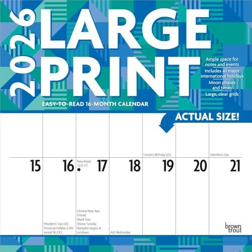 BrownTrout 12" x 24" 2026 Large Print Wall Calendar: $11.73 BrownTrout 12" x 24" 2026 Large Print Wall Calendar: $11.73