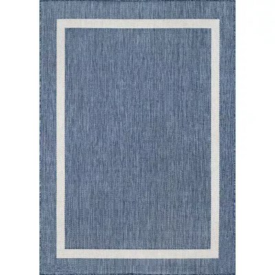 Beverly Rug Waikiki Blue/White Bordered Indoor/Outdoor Area Rug for $44 + free shipping