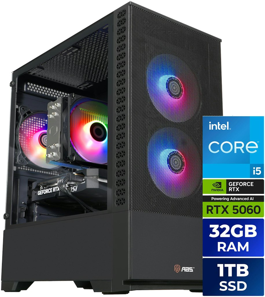 ABS Cyclone Aqua Intel Core i5-14400F GeForce RTX 5060 Gaming Desktop: $1,180