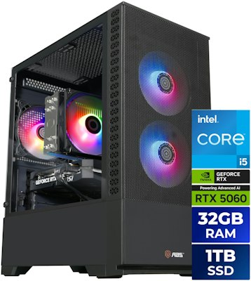 ABS Cyclone Aqua Intel Core i5-14400F GeForce RTX 5060 Gaming Desktop for $1,180 + free shipping