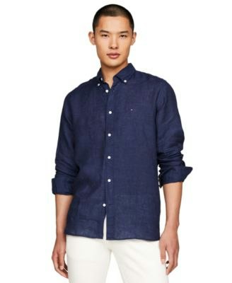 Tommy Hilfiger Men's 100% Linen Button-Down Long-Sleeve Shirt: $24