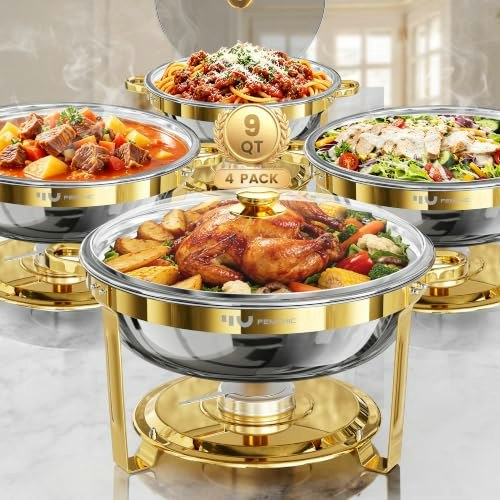 Femchic 9-Quart Stainless Steel Chafing Dish 4-Pack: $149.99 Femchic 9-Quart Stainless Steel Chafing Dish 4-Pack: $149.99