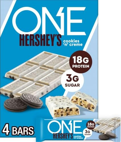 One Hershey's Cookies 'n' Creme Protein Bar 4-Pack: $8.92 One Hershey's Cookies 'n' Creme Protein Bar 4-Pack: $8.92