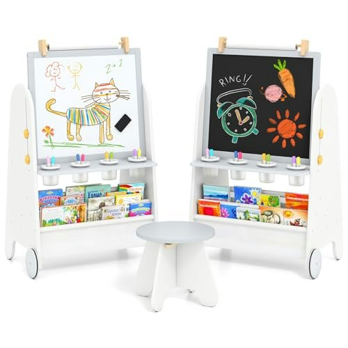 Infans 4-in-1 Kids Standing Art Easel with Stool: $80.36