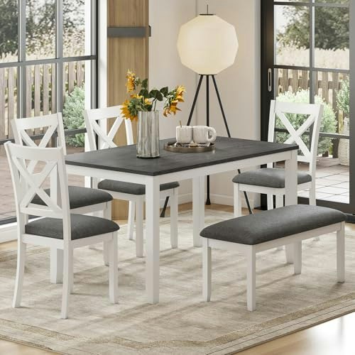 Zevemomo 6-Piece Solid Wood Dining Table Set: $494.99 Zevemomo 6-Piece Solid Wood Dining Table Set: $494.99