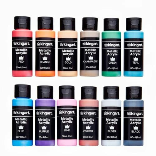 Kingart 60ml Metallic Acrylic Craft Paint 12-Pack: $15.99