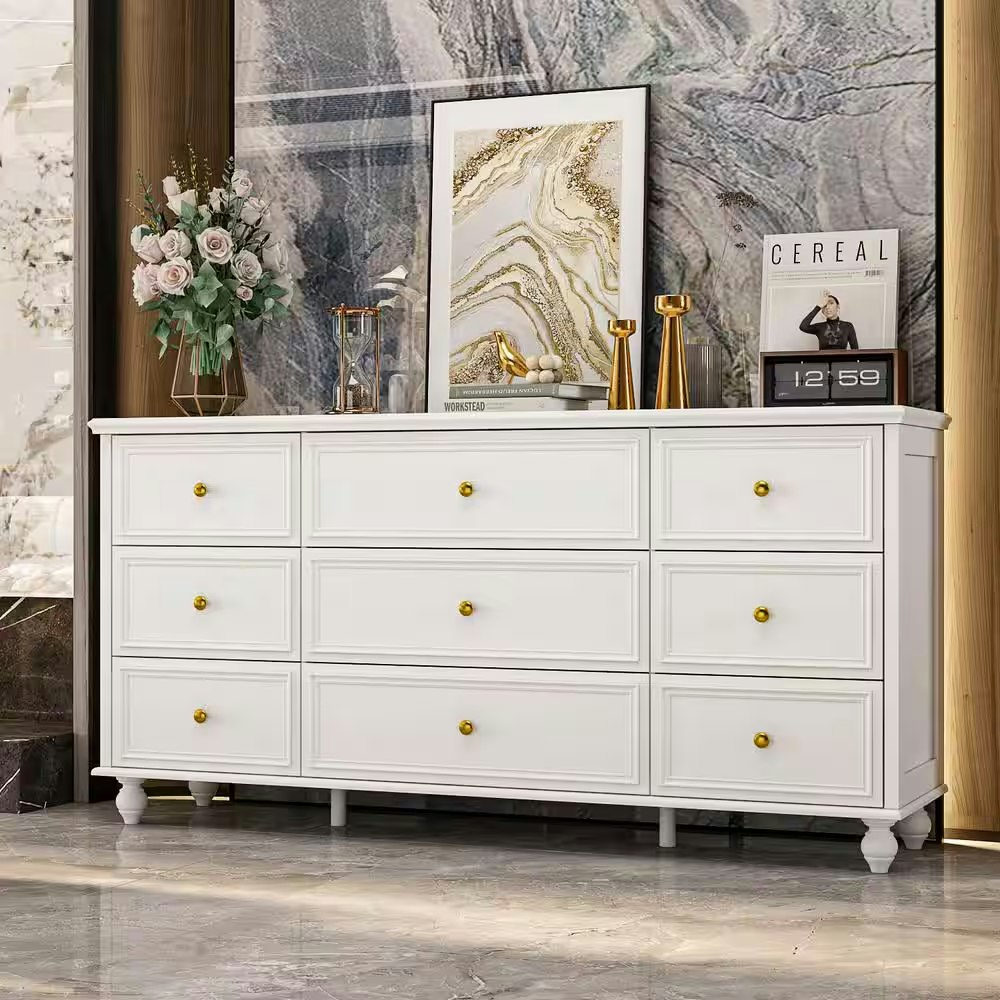 Kingdely 63" Wooden 9-Drawer Dresser: $225