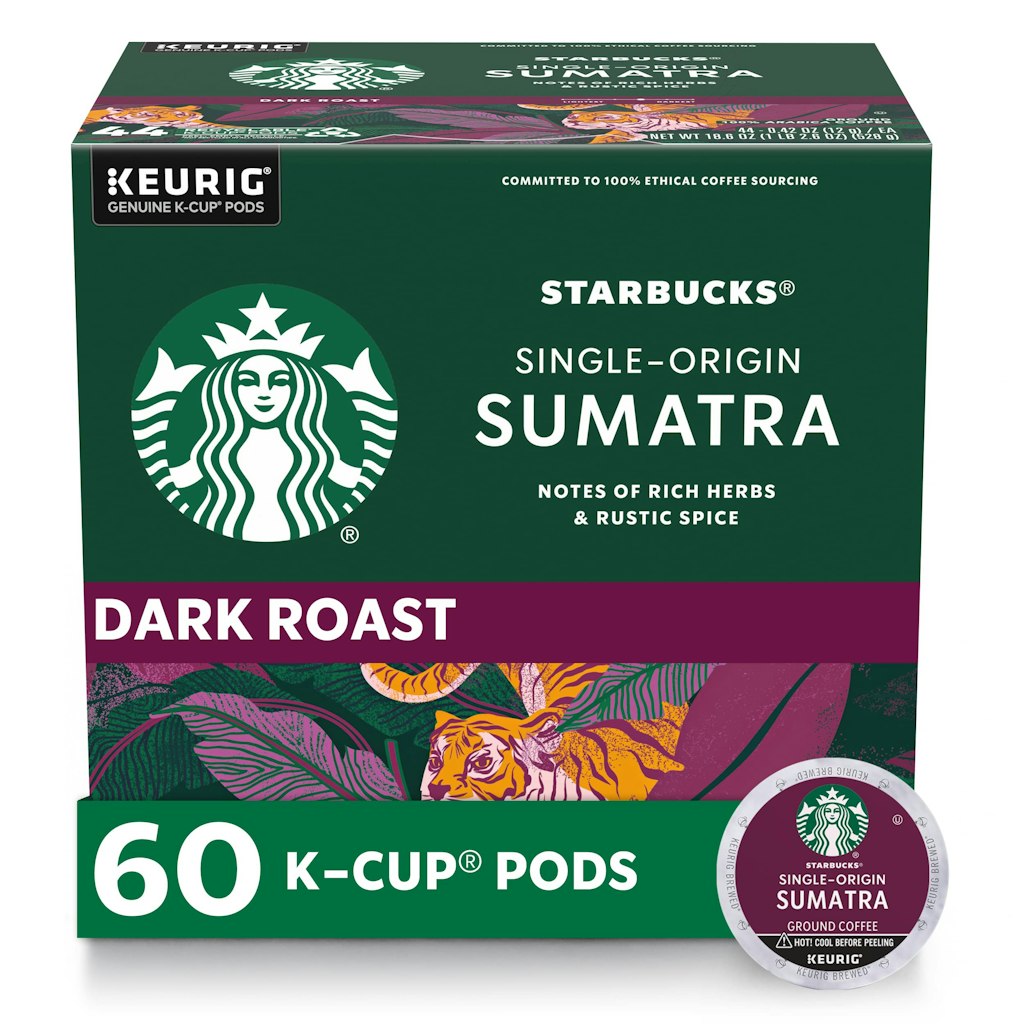 Starbucks Sumatra Dark Roast K-Cup Coffee Pods 60-Count Box: $25 via Sub & Save