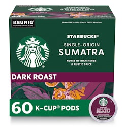 Starbucks Sumatra Dark Roast K-Cup Coffee Pods 60-Count Box for $25 via Sub & Save + free shipping