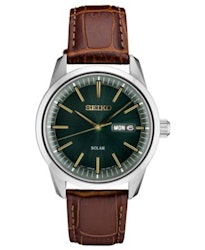Seiko Men's Solar Essentials Leather Strap Watch for $191 + free shipping
