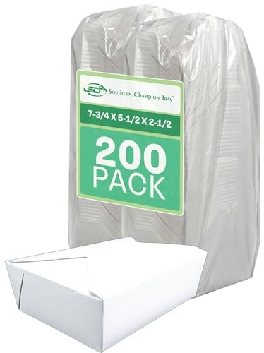 SCT ChampPak 7.75" x 5.5" x 2.5" Disposable Takeout Tray w/ Lid 200-Pack: $68 SCT ChampPak 7.75" x 5.5" x 2.5" Disposable Takeout Tray w/ Lid 200-Pack: $68