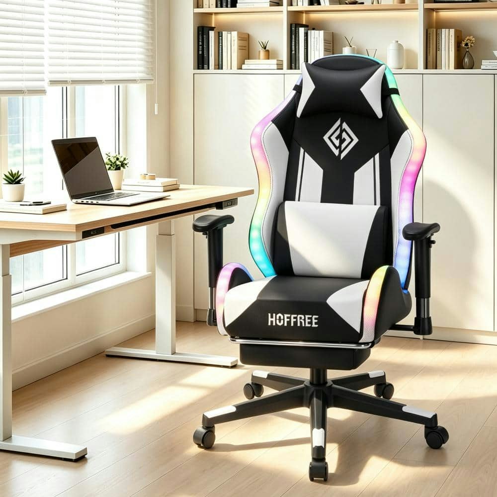 LED Faux Leather Ergonomic Gaming Chair: $119.99