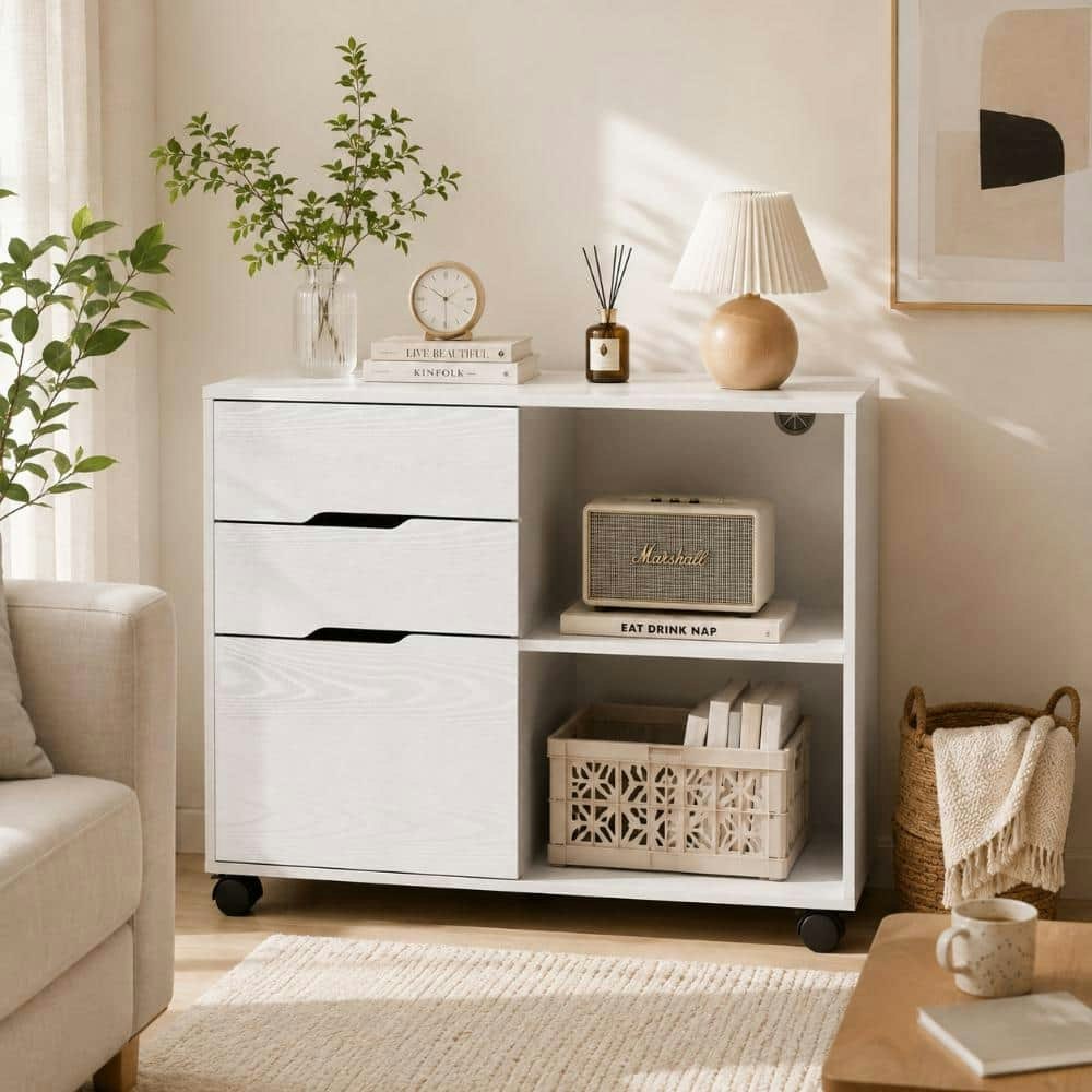 3-Drawer Mobile Wood Lateral File Cabinet: $89.99