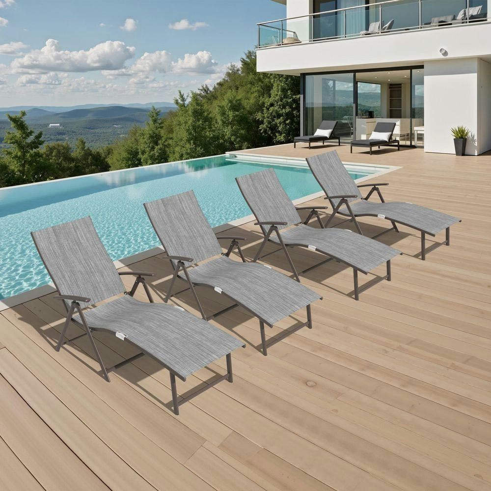 Aluminum Reclining Patio Chaise Lounge 4-Pack: $333 Aluminum Reclining Patio Chaise Lounge 4-Pack: $333