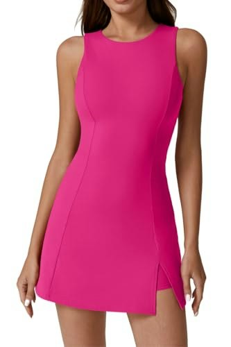 Qinsen Women's Sleeveless Workout Tennis Dress with Shorts: $33.98