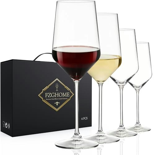 FZGhome 15-oz. Hand Blown Crystal Wine Glasses 4-Pack: $28.03