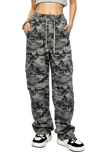 Hvepuo Women's High-Waisted Wide-Leg Camouflage Cargo Pants: $25.49