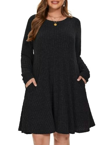 Belaroi Plus Size Crew Neck Long Sleeve Sweater Dress: $29.98 Belaroi Plus Size Crew Neck Long Sleeve Sweater Dress: $29.98