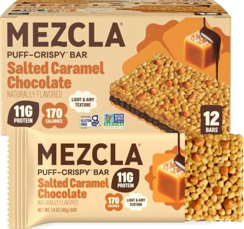 Mezcla Salted Caramel 11g Plant-Based Protein Bars 12-Pack: $24.50