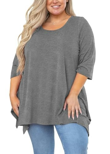 AusLook Plus Size 3/4 Sleeve Tunic Top: $16.99