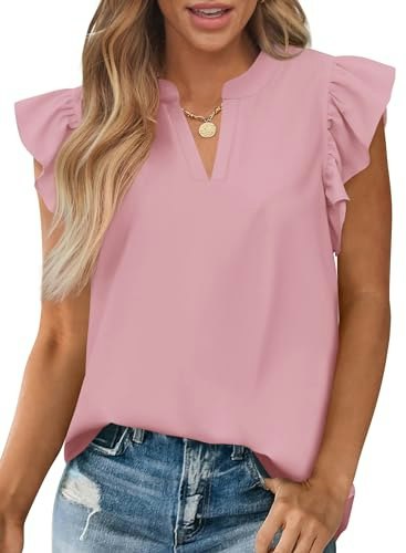 Zenlonr Women's V-Neck Ruffle Cap Sleeve Blouse: $16.99 Zenlonr Women's V-Neck Ruffle Cap Sleeve Blouse: $16.99