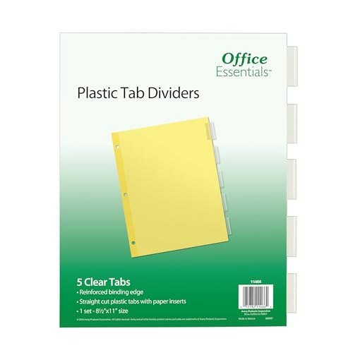 Office Essentials 5-Tab Insertable Binder Dividers: $3.68 Office Essentials 5-Tab Insertable Binder Dividers: $3.68