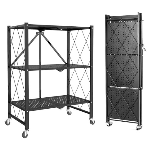 Axidou 3-Tier Foldable Storage Shelving Unit with Wheels: $69.99 Axidou 3-Tier Foldable Storage Shelving Unit with Wheels: $69.99