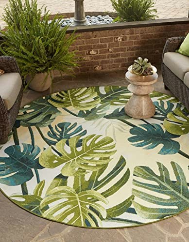 Unique Loom Longwood Outdoor Botanical Area Rug 5'1" Round: $69.99 Unique Loom Longwood Outdoor Botanical Area Rug 5'1" Round: $69.99