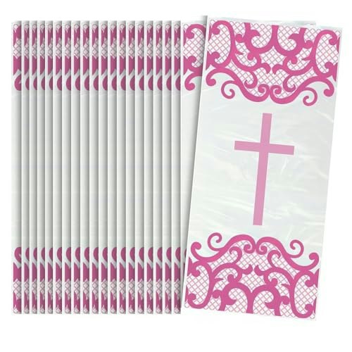 5" x 11" Pink Cross Cellophane Bags 20-Pack: $3.36