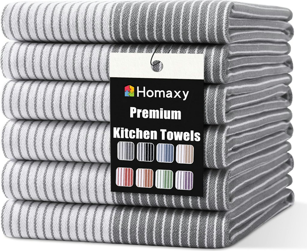 Homaxy Premium 100% Cotton Kitchen Towels 6-Pack: $18