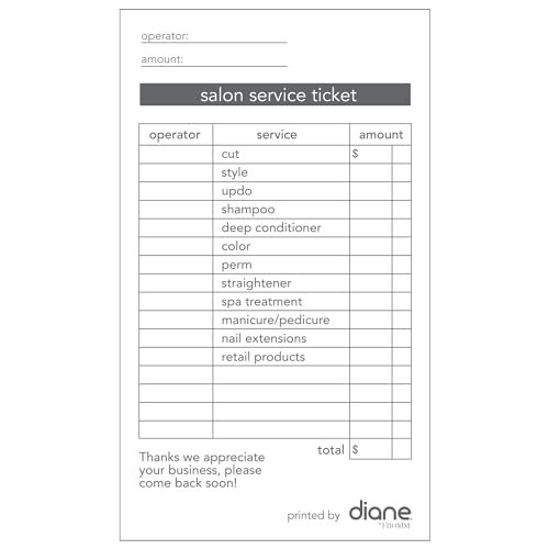 Salon Service Ticket Receipt Book: $2.53