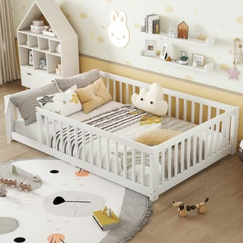 Full Size Montessori Floor Bed with Fence and Door: $163.88 Full Size Montessori Floor Bed with Fence and Door: $163.88