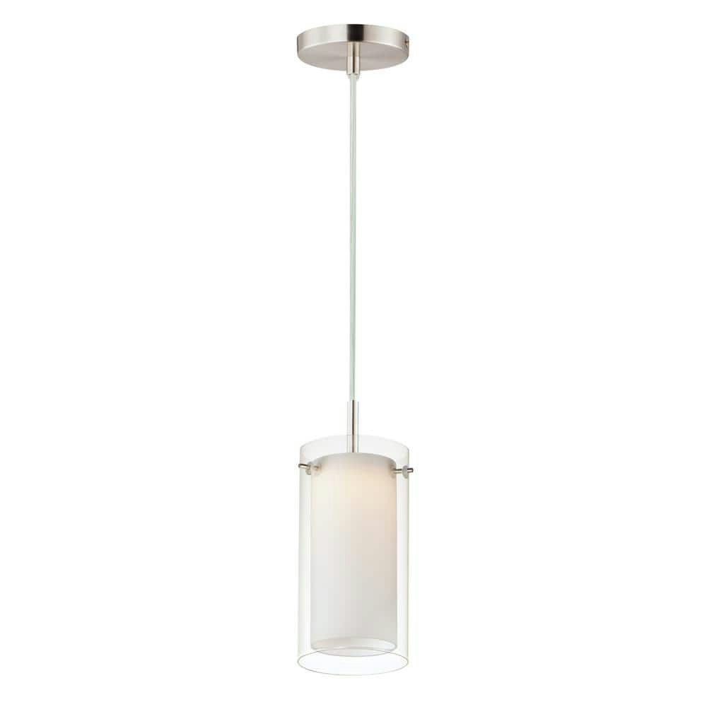 Duo 1-Light Satin Nickel LED Mini Pendant Light: $98 Duo 1-Light Satin Nickel LED Mini Pendant Light: $98