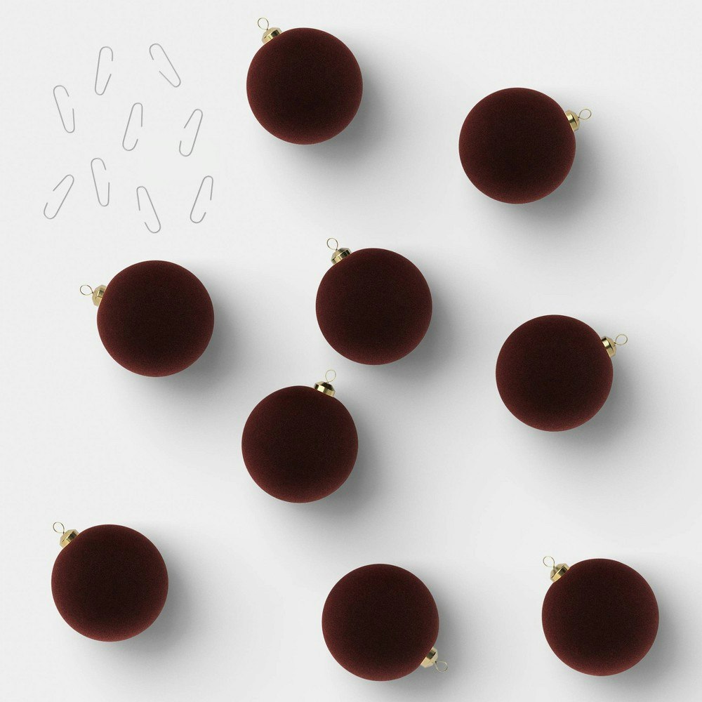 Wondershop 9-Count Shatter-Resistant Flocked Christmas Ornament Set: $15